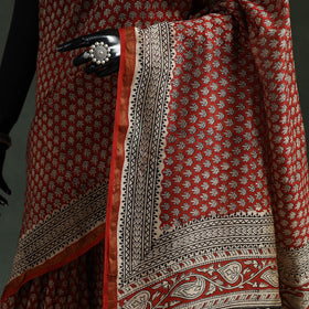 Chanderi silk natural dyed hand block dabu bagru print