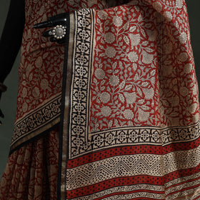 Chanderi silk natural dyed hand block dabu bagru print
