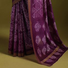 Chanderi silk nui shibori tie-dye saree with ghicha border