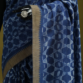 Chanderi silk nui shibori tie-dye saree with ghicha border