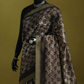 Chanderi silk nui shibori tie-dye saree with ghicha border