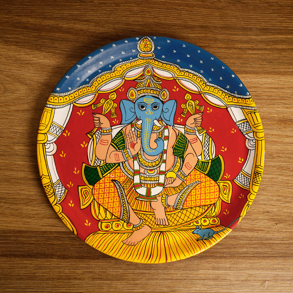 Buy Handpainted Cheriyal Painting Wooden Plate/Wall Frame by Dhanalakota Sai Kiran Online at iTokri.com