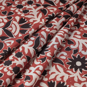 Cherry Red Traditional Bagru Print Fabric from Rajasthan