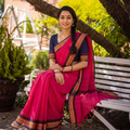 Pink Chettinad Woven Cotton Saree with Border, draped and worn by a woman, AI visual of the saree, iTokri