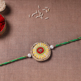  Chikankari Hand Embroidered Poly Silk Fabric Rakhi 