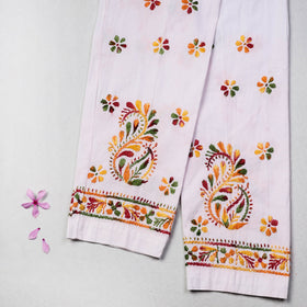  Chikankari Hand Embroidery Cotton Lycra Cropped Pant (Free Size) 