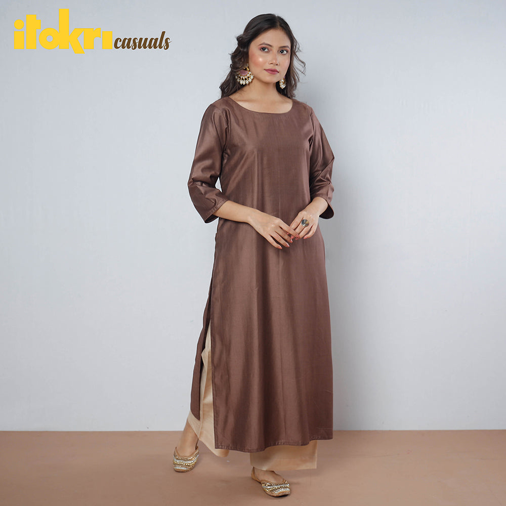 Buy iTokri Casuals - Tussar Silk Long Kurta for Women