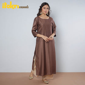 Buy iTokri Casuals - Tussar Silk Long Kurta for Women