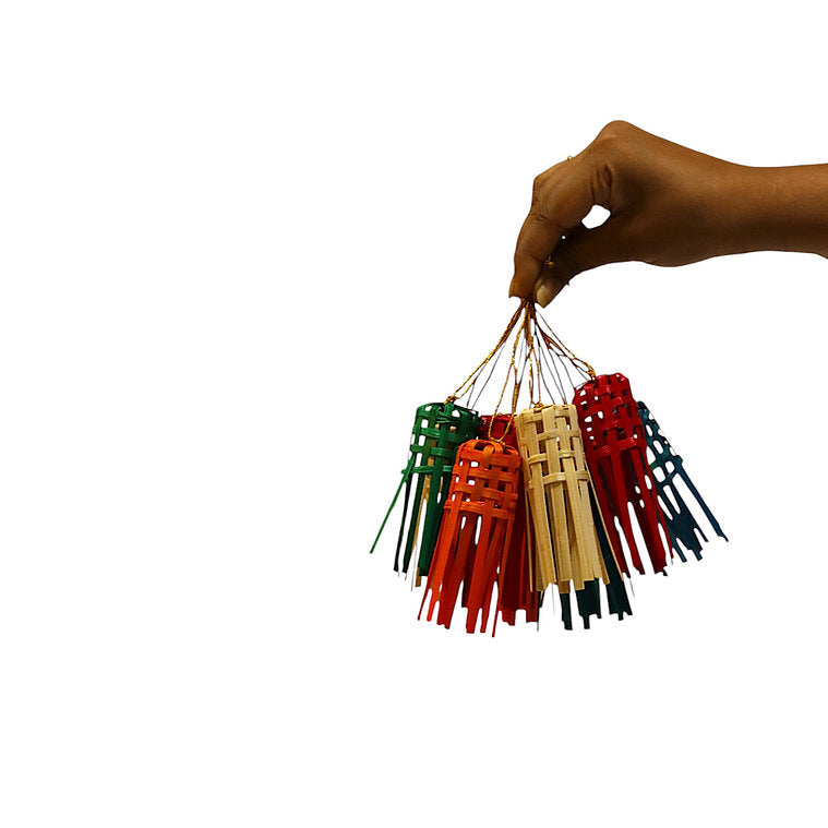 Christmas decor bamboo frill hanging (set of 5)