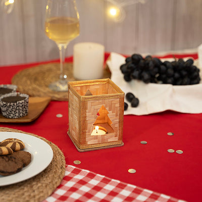 Christmas decor bamboo merry tree tea light holder