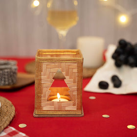 Christmas decor bamboo merry tree tea light holder
