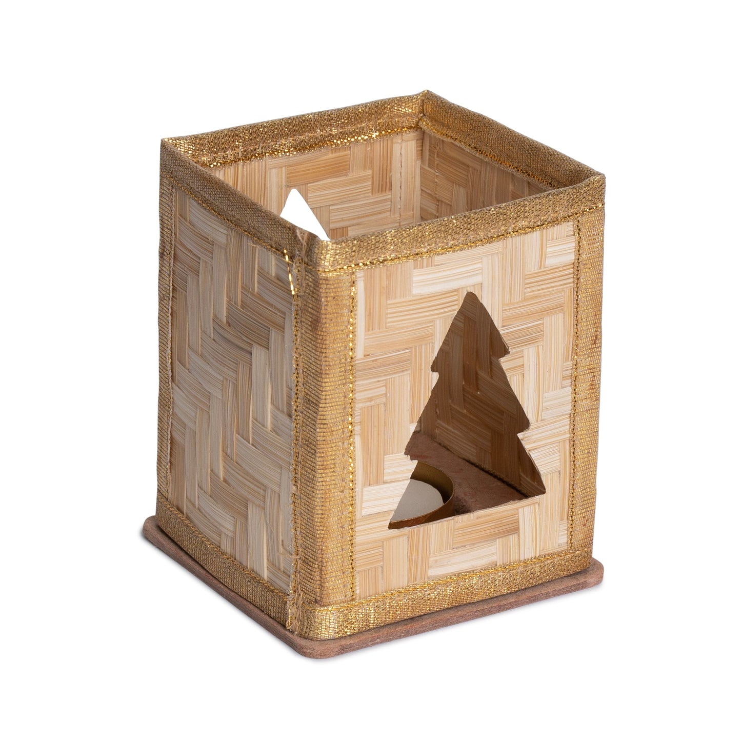 Christmas decor bamboo merry tree tea light holder