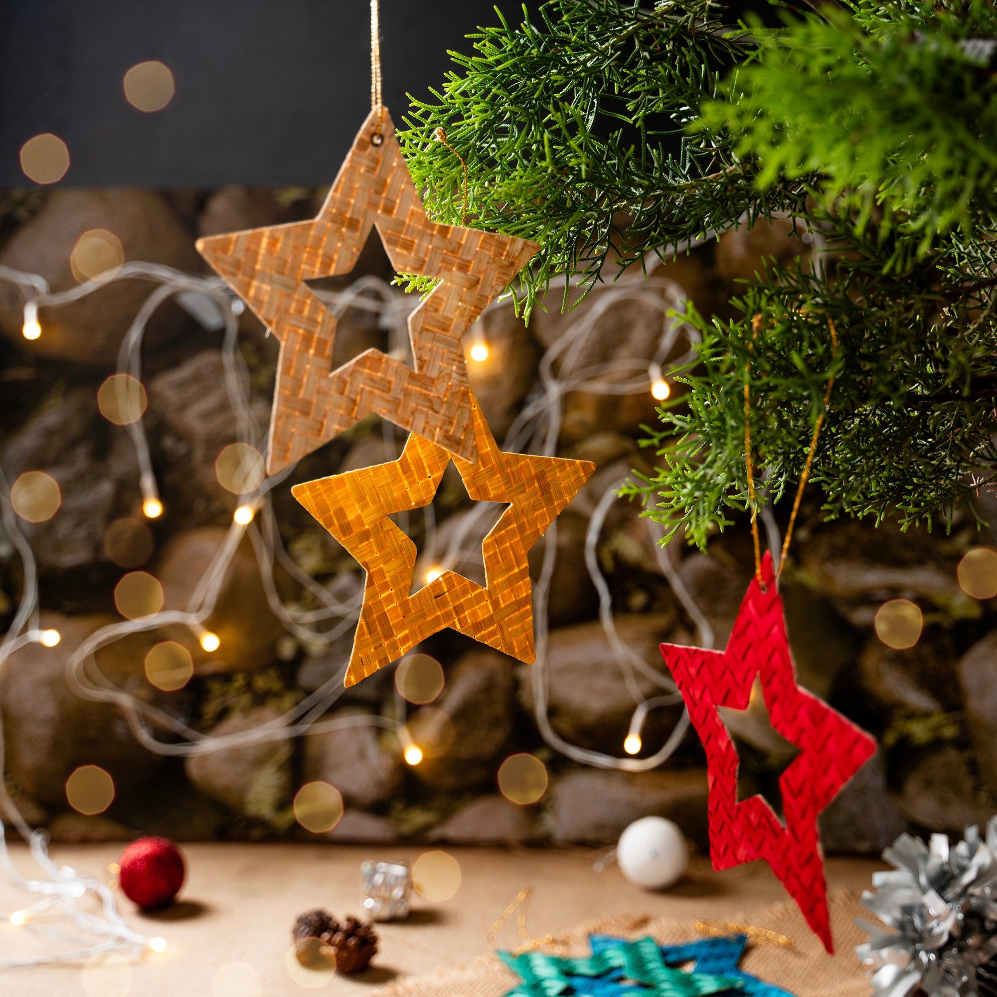 Christmas decor bamboo starry night light (3.5 mtr)