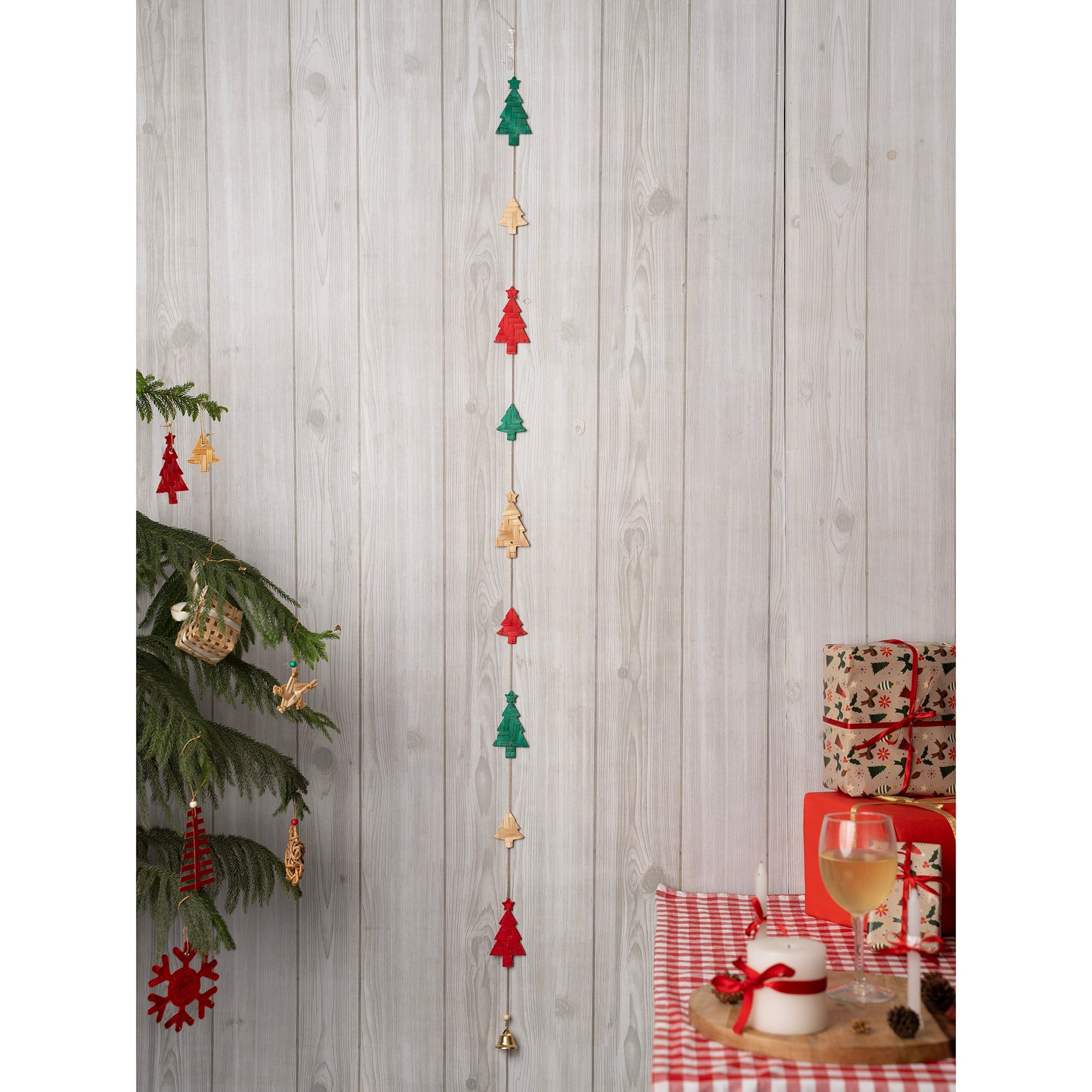 Christmas decor bamboo tree hanging (115 cm) - handcrafted
