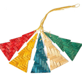 Christmas decor bamboo tree hanging (set of 5) - handcrafted