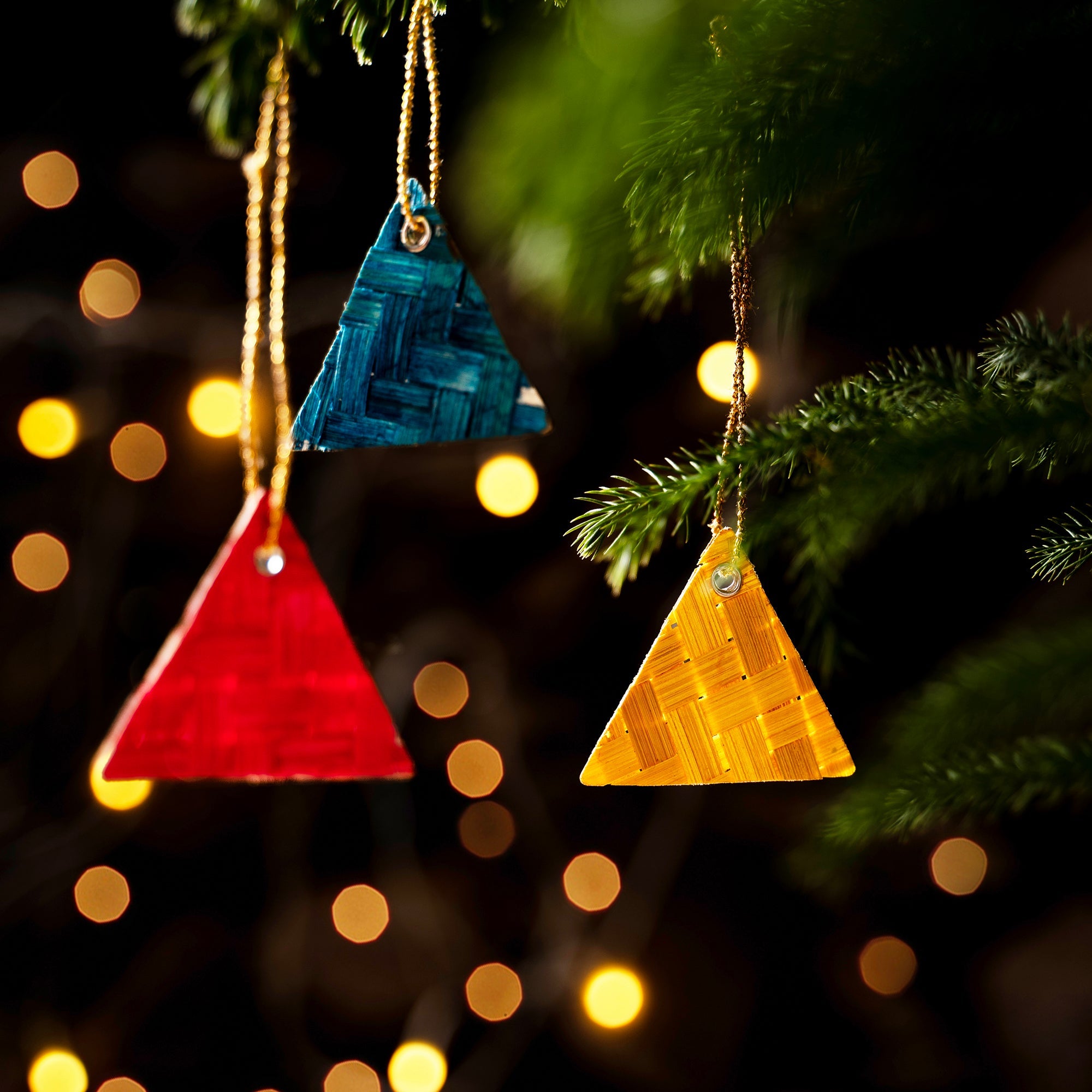 Christmas decor bamboo triangle hanging (set of 5)