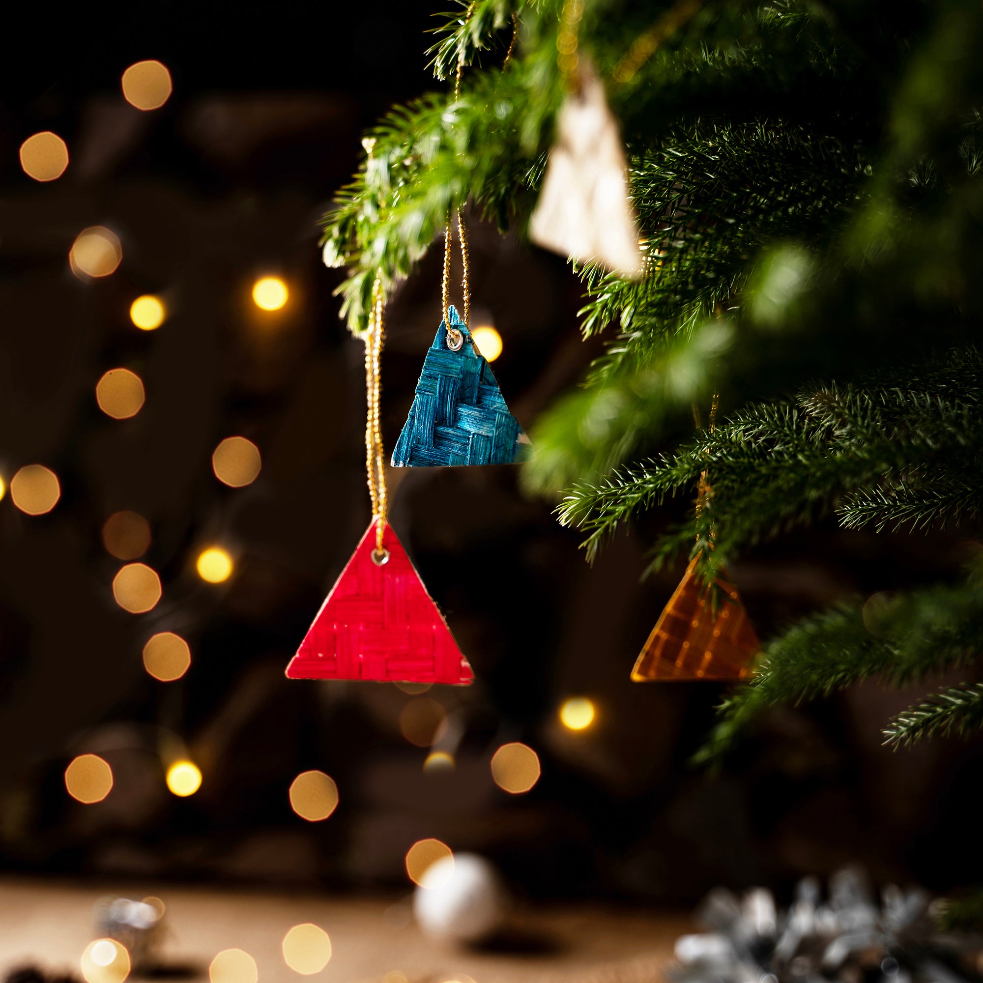 Christmas Decor Bamboo Triangle Hanging (Set of 5)