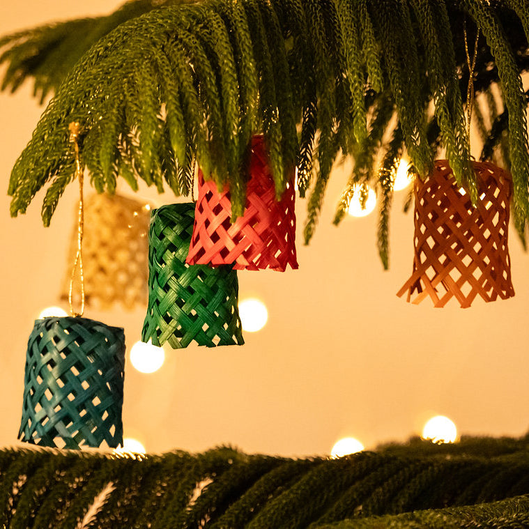 Christmas decor bamboo vine hanging (set of 5) - handcrafted