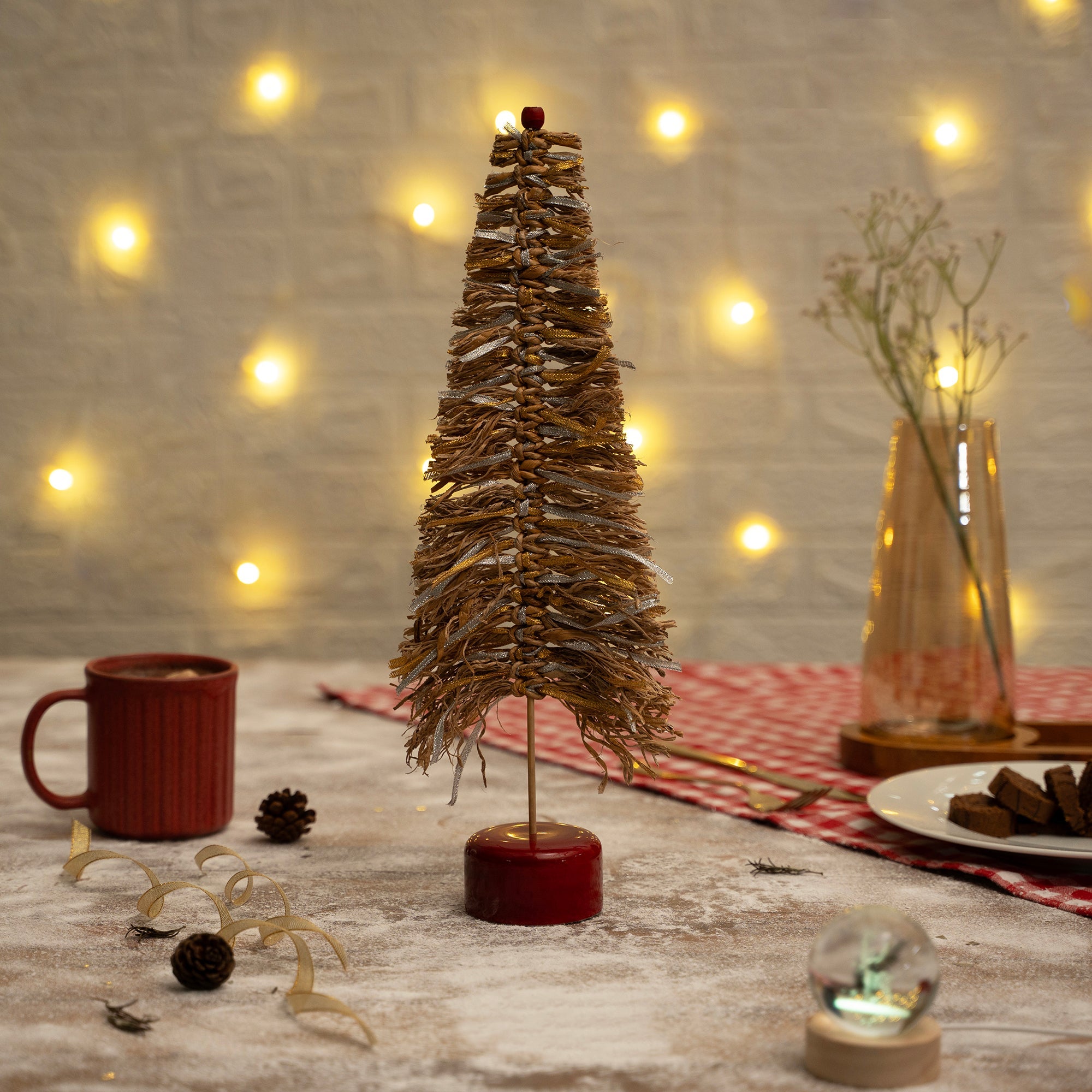 Christmas decor banana bark & bamboo frill tree