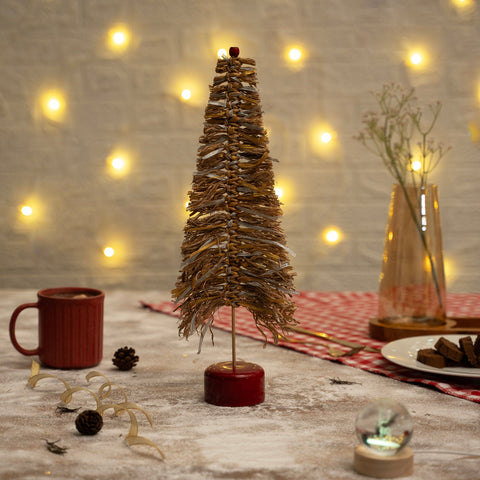 Christmas decor banana bark & bamboo frill tree