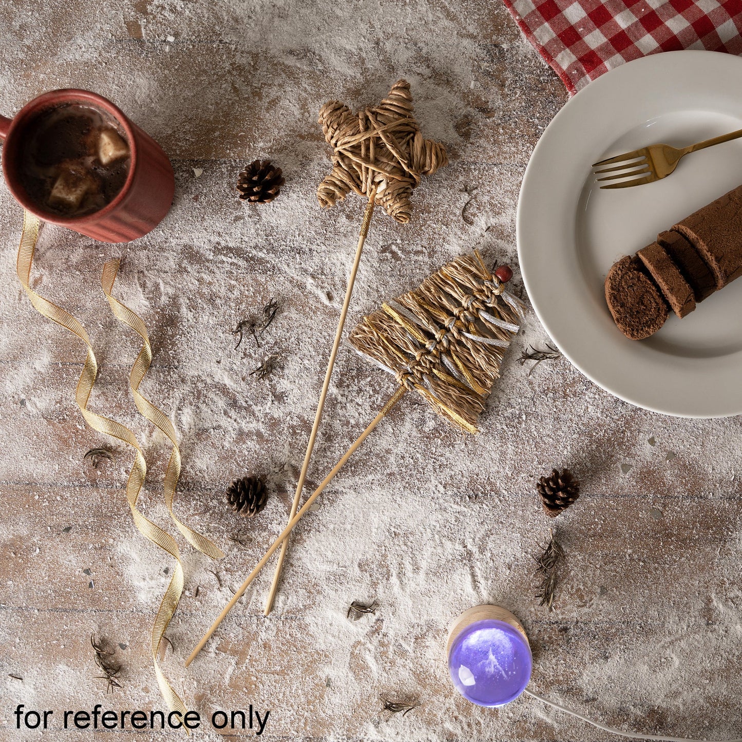 Christmas decor banana bark & bamboo frill tree stick