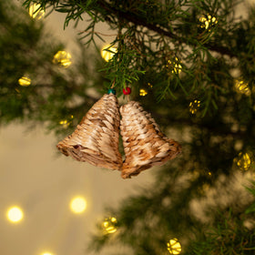 Christmas decor banana bark bell hanging (set of 2)