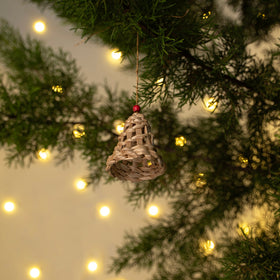 Christmas decor banana bark bell hanging (set of 2)