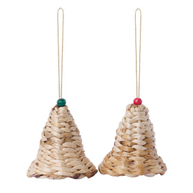 Christmas decor banana bark bell hanging (set of 2)