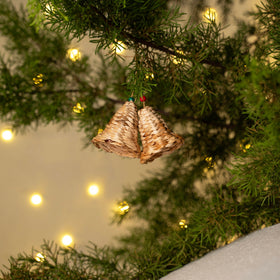 Christmas decor banana bark bell hanging (set of 2)