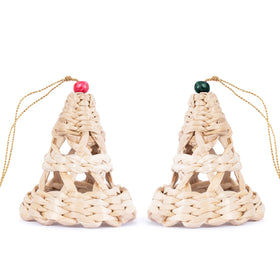 Christmas decor banana bark bell hanging (set of 2)