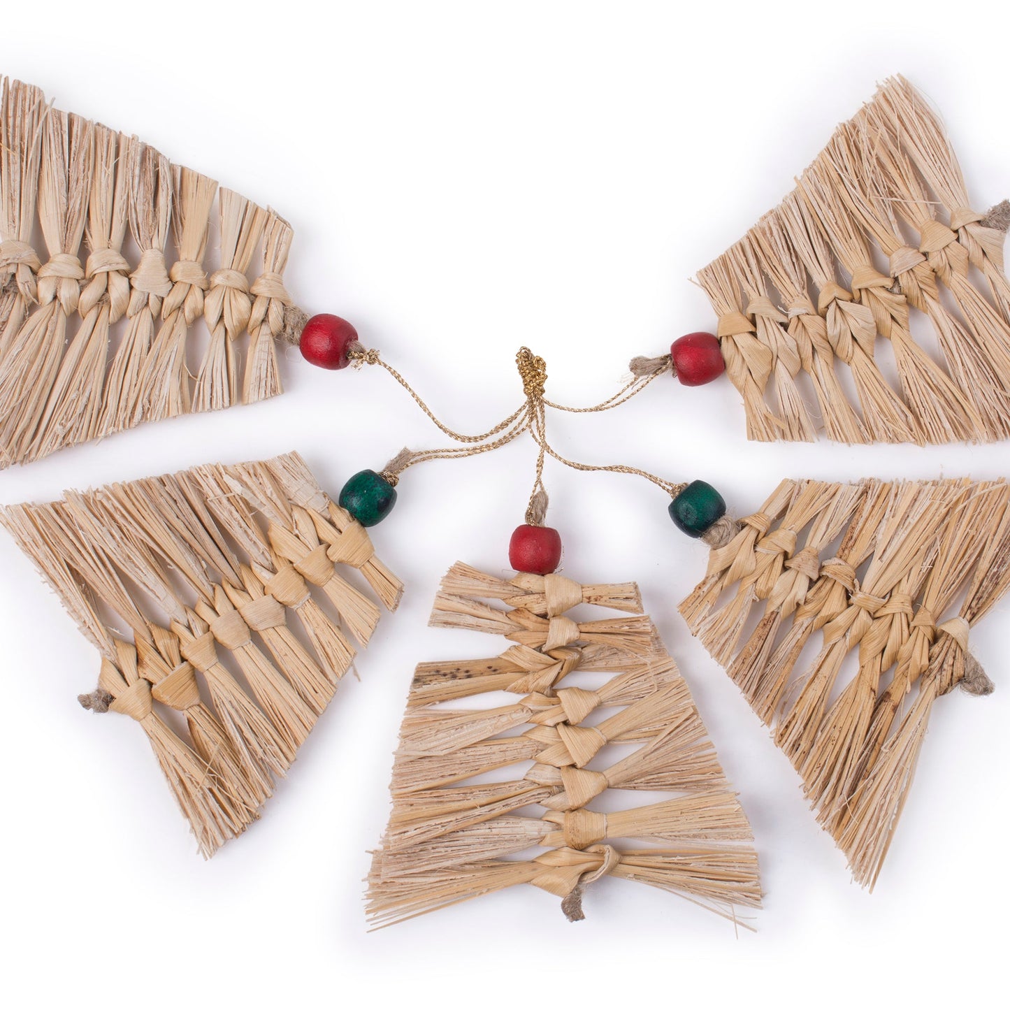 Christmas decor banana bark frill tree hanging (set of 5)