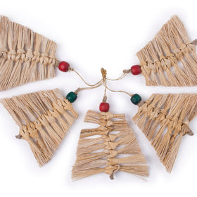 Christmas decor banana bark frill tree hanging (set of 5)