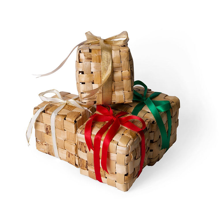 Christmas decor banana bark gift boxes (set of 4)