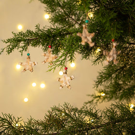 Christmas decor banana bark star hanging (set of 5)