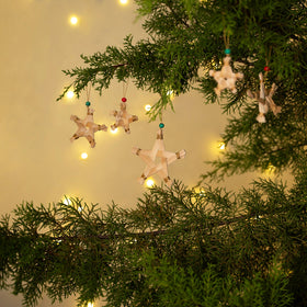 Christmas decor banana bark star hanging (set of 5)