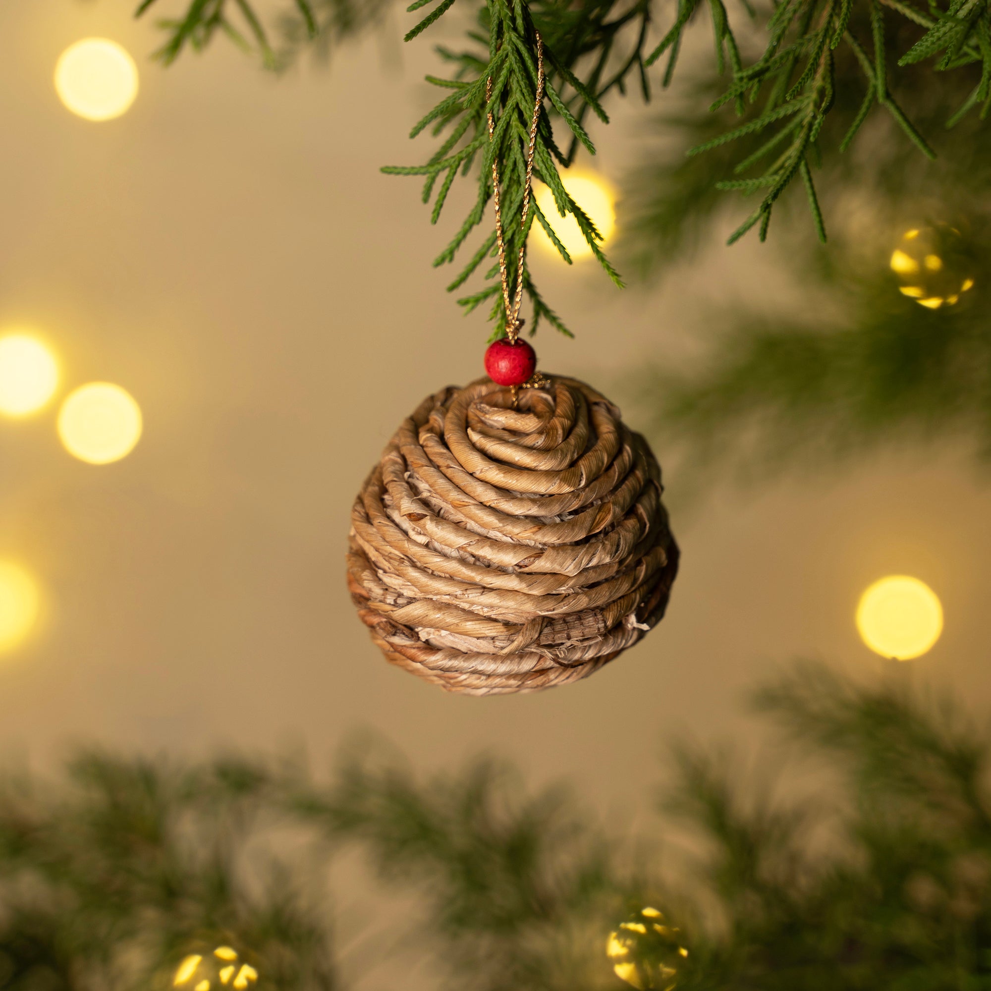 Christmas decor banana rope ball hanging (set of 2)