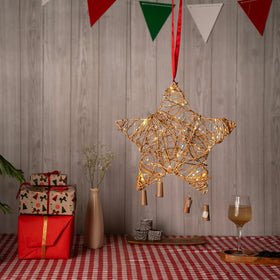 Christmas decor banana rope hanging star - handcrafted