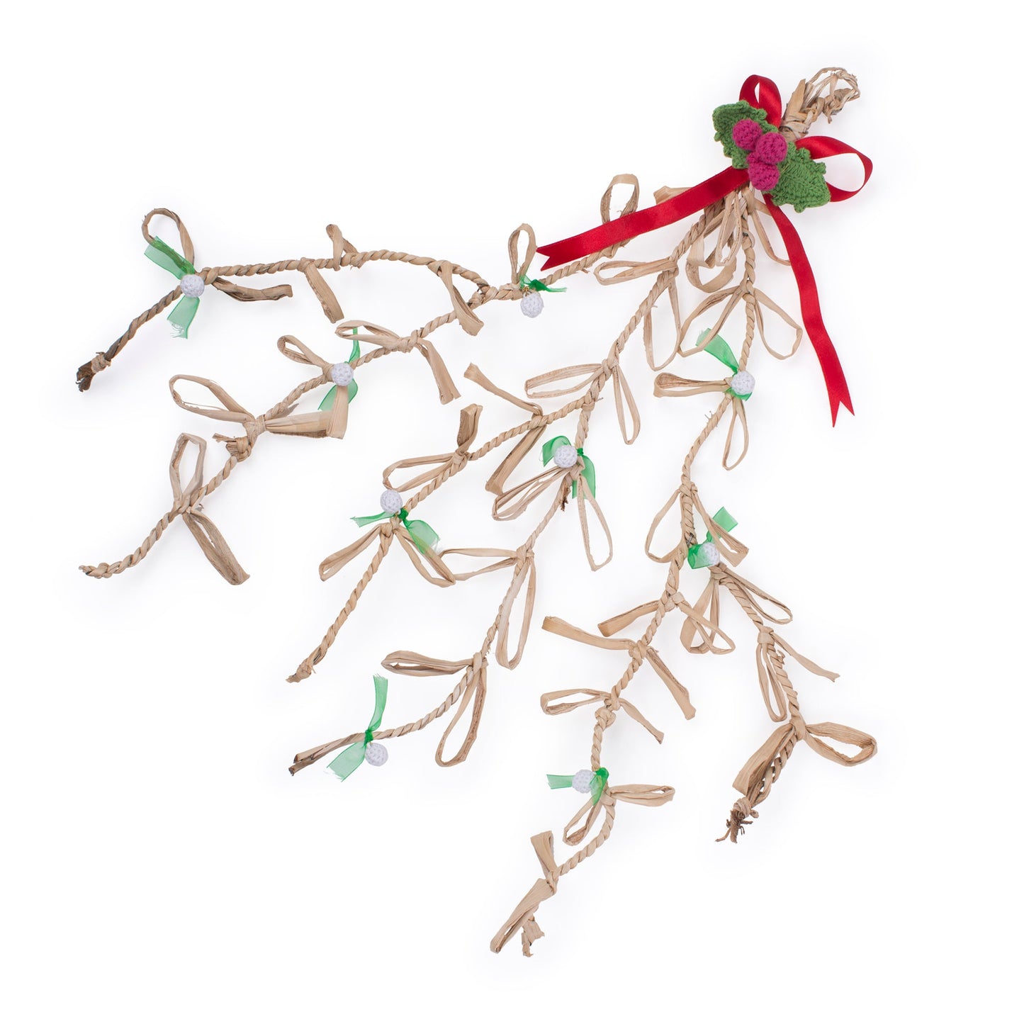 Christmas decor banana rope mistletoe hanging - handcrafted