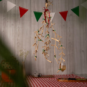 Christmas decor banana rope mistletoe hanging - handcrafted