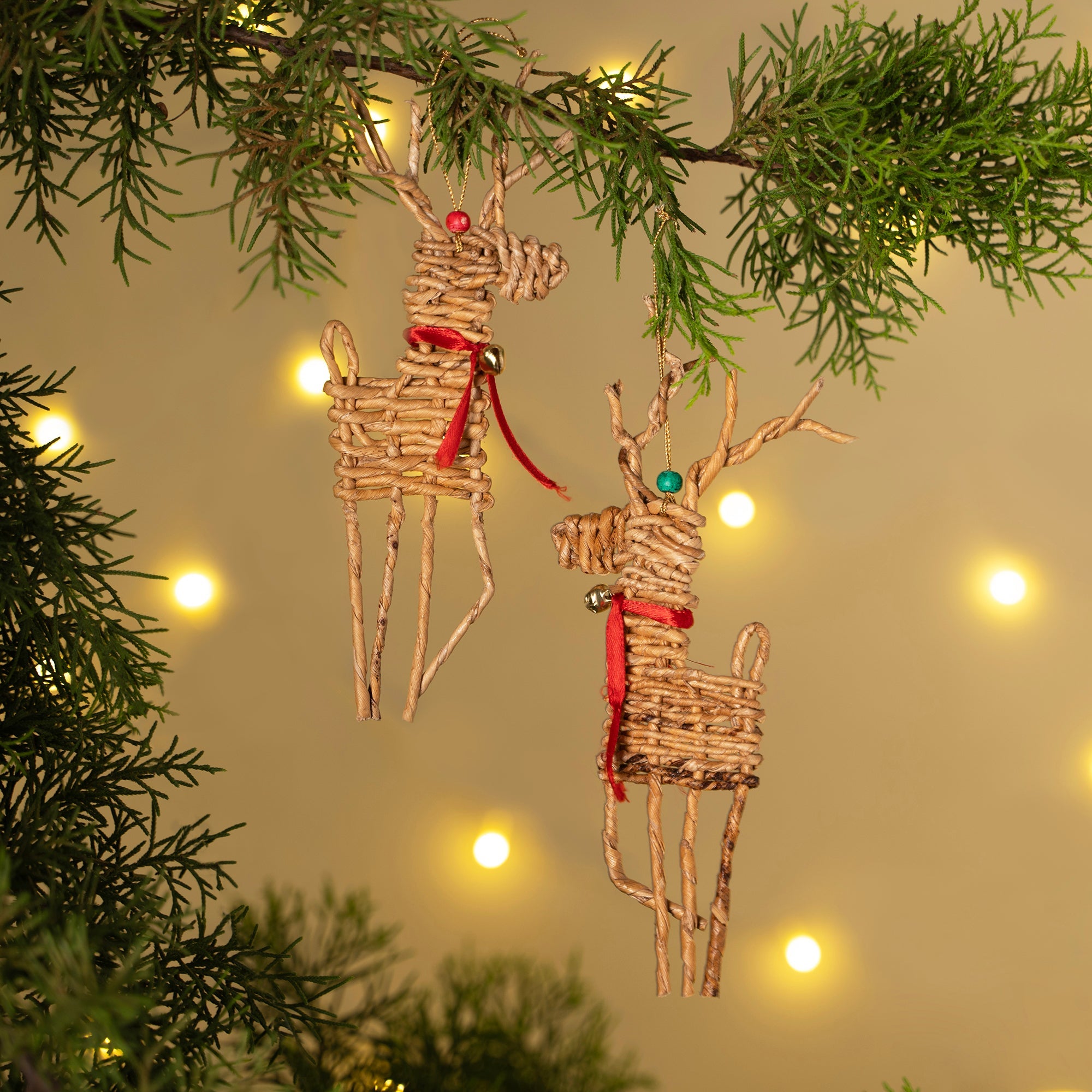 Christmas decor banana rope reindeer woven hanging (set