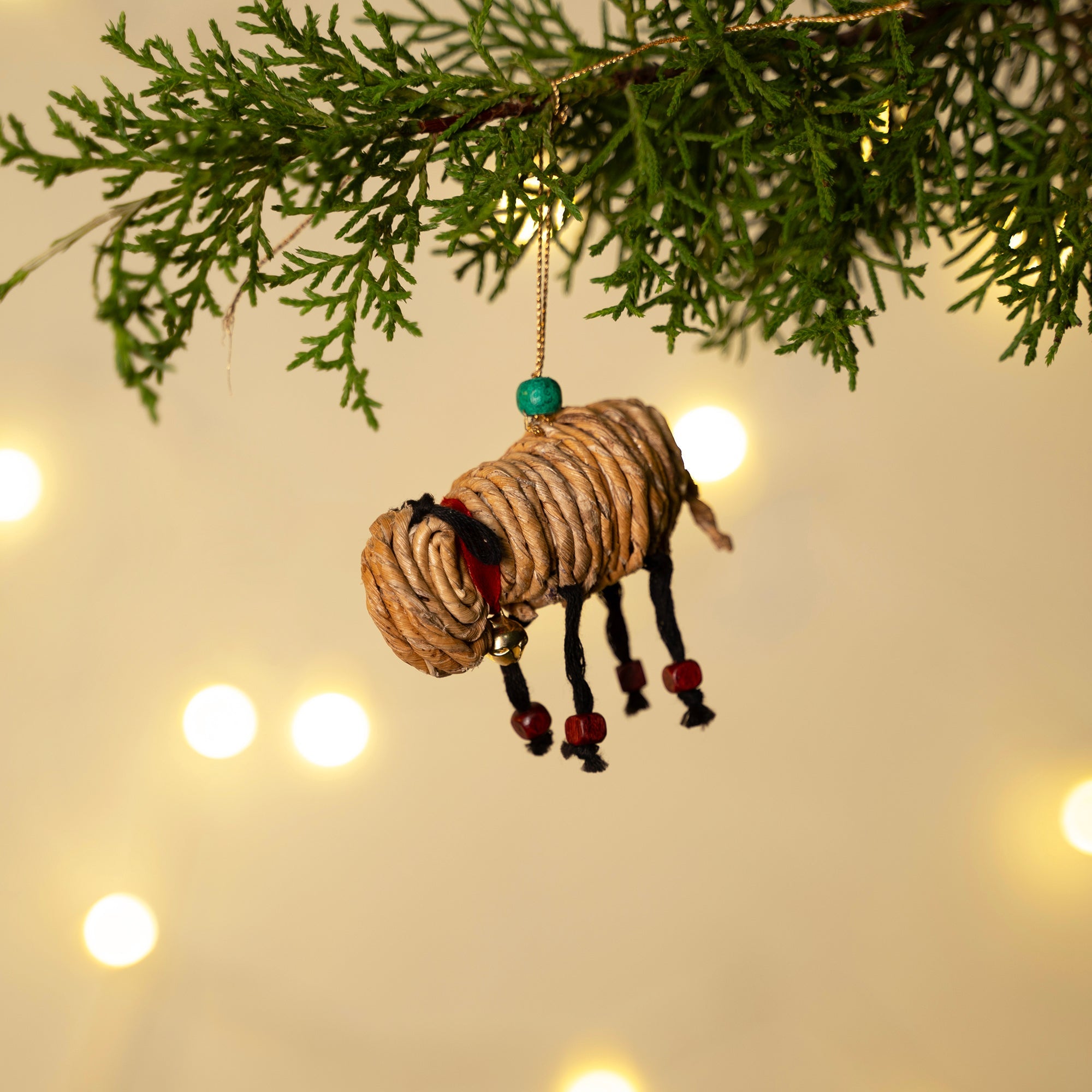 Christmas decor banana rope sheep hanging - handcrafted