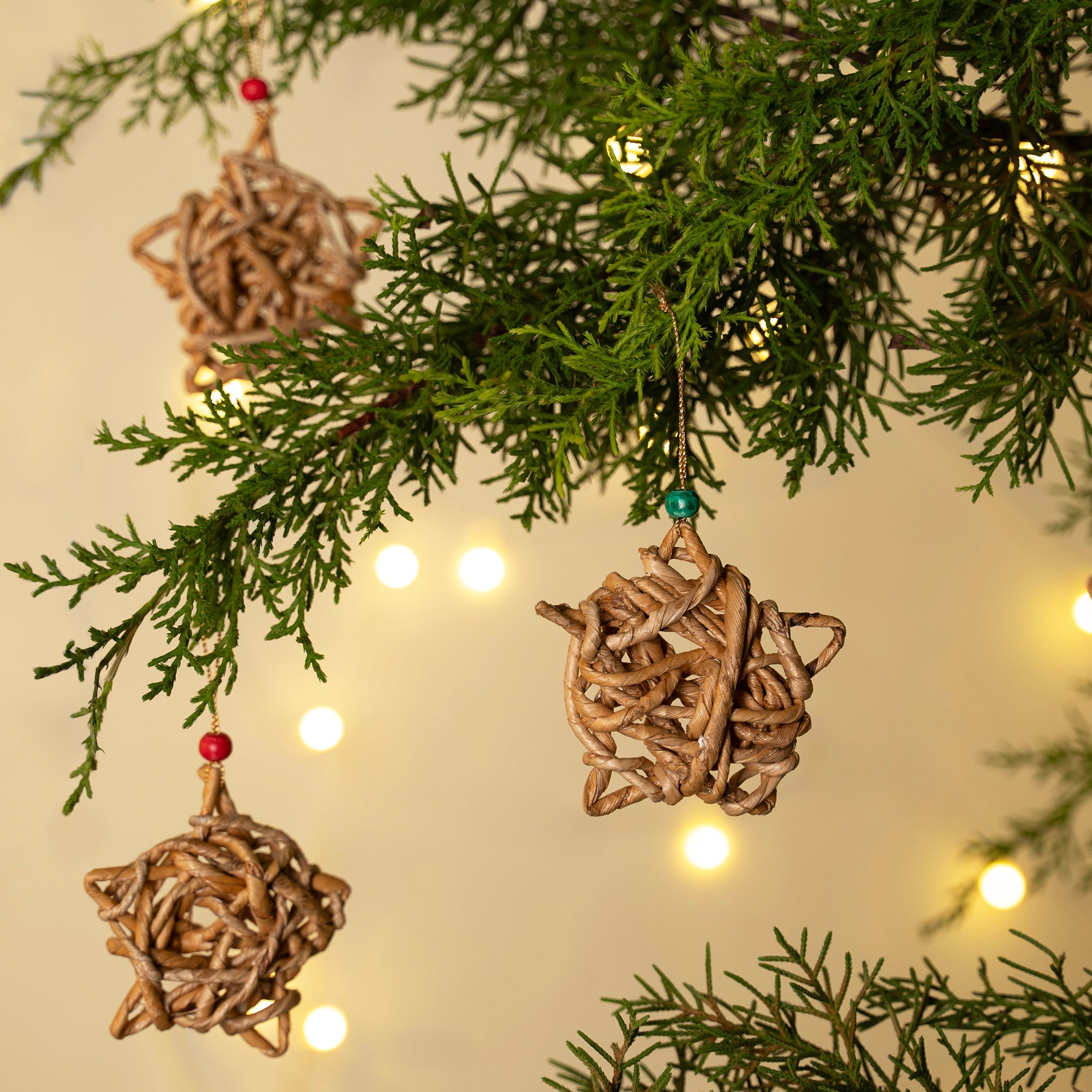 Christmas decor banana rope star hanging (set of 5)