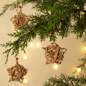 Christmas decor banana rope star hanging (set of 5)