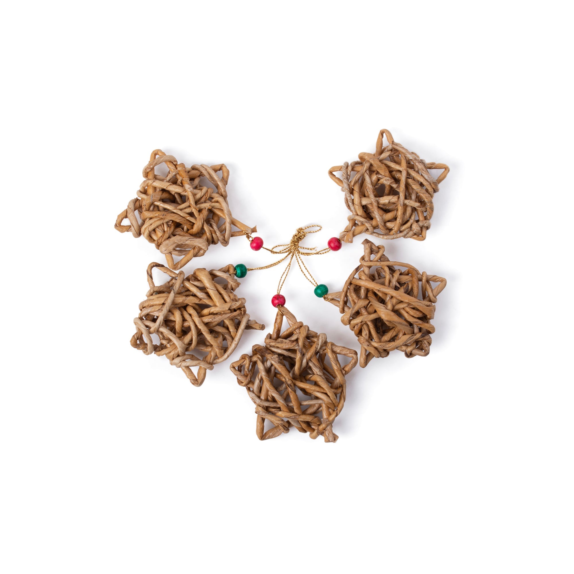 Christmas decor banana rope star hanging (set of 5)