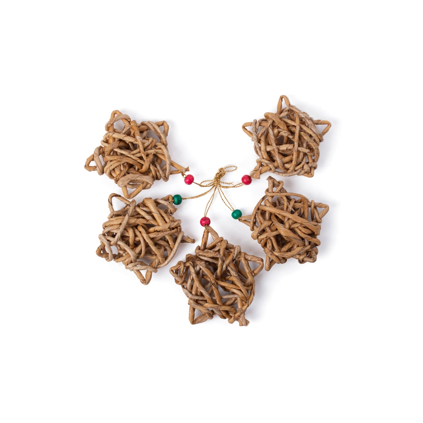 Christmas decor banana rope star hanging (set of 5)