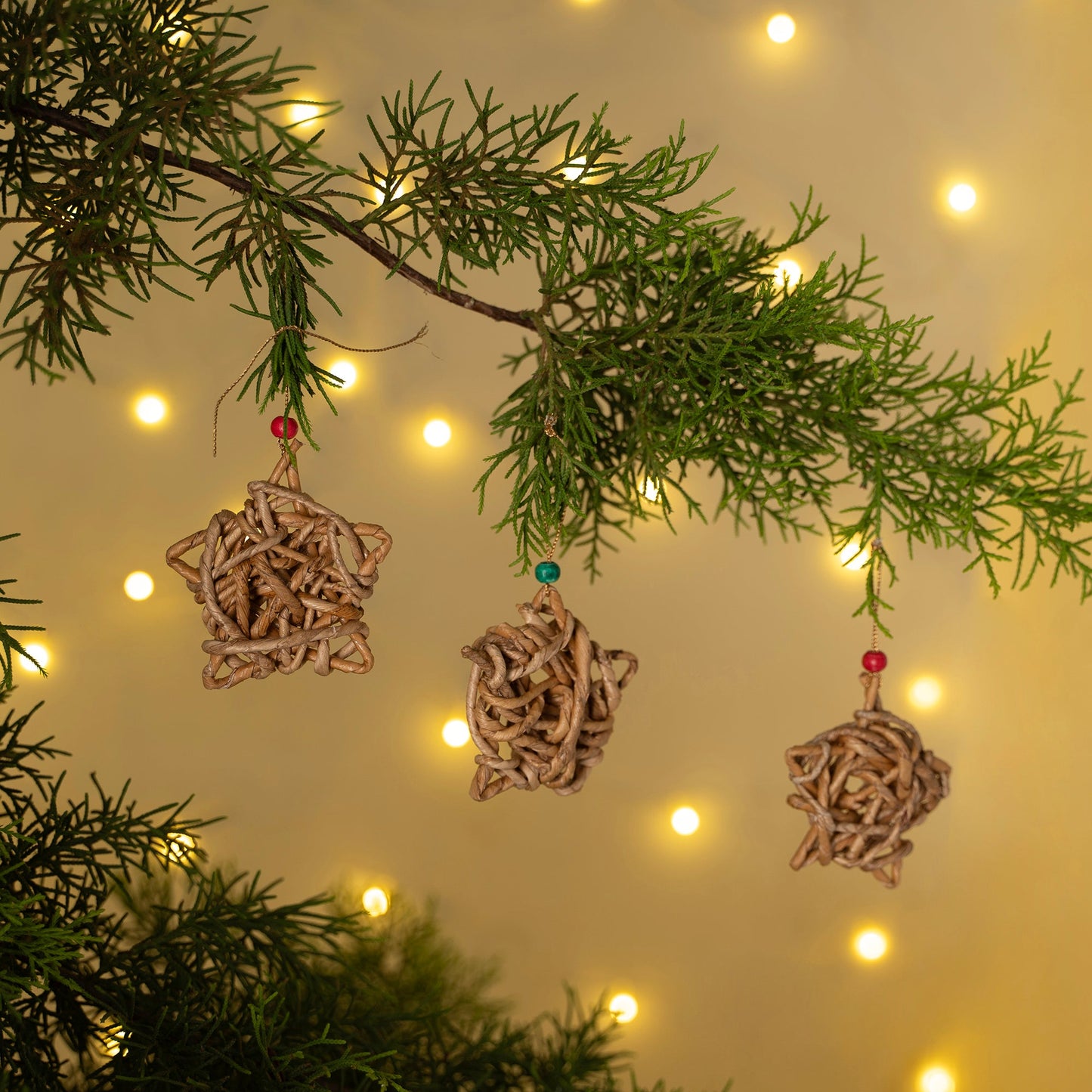 Christmas decor banana rope star hanging (set of 5)