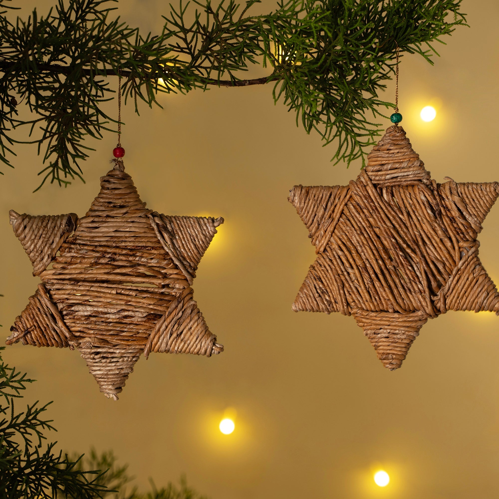 Christmas decor banana rope stary hanging (set of 2)