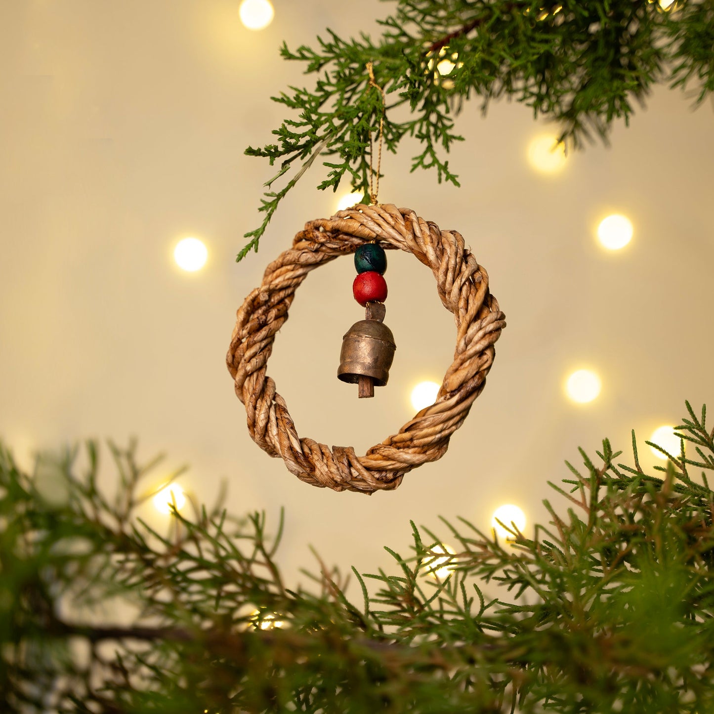 Christmas decor rustic banana bell wreath hanging