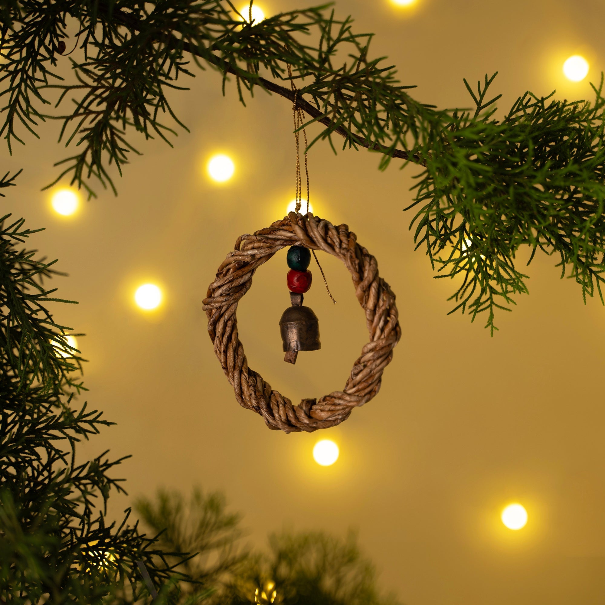 Christmas decor rustic banana bell wreath hanging