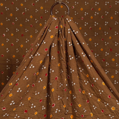 Cinnamon brown kutch tie-dye cotton bandhani fabric 07